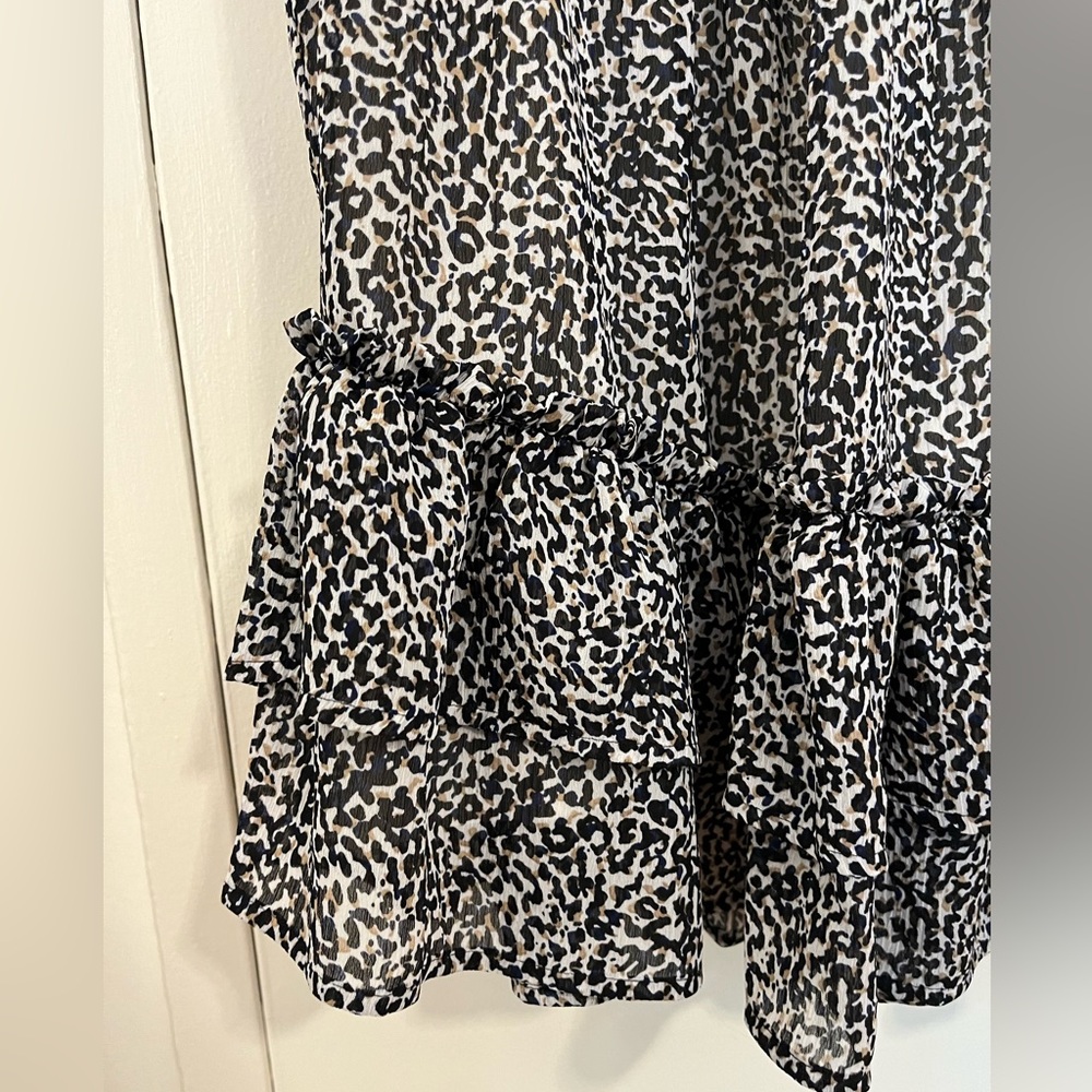 Express Leopard Print Ruffly Mini Dress - Picture 2 of 4